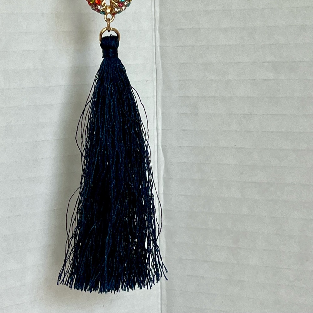 Tommy Bahama Beaded Tassel Necklace Shell Rhinestone Boho Beachy tropical Mala - Picture 4 of 6